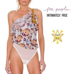 Intimately Free People Day Date Bodysuit Blouse Rope & Floral Embroidered Detail